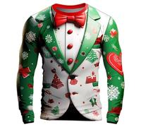 Pull de Noel Homme Design Drole et Moche, Sweat-Shirt Grande Taille Col Rond Manches Longues, Motif 3D Original pour Soiree Ugly Sweater, Confortable et Léger, Un Cadeau de Noël Incontournable.