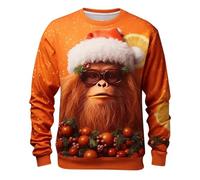Pull de Noël Homme Drôle Sweat-shirt de Noël Sweater de Noël Sweat à Capuche de Noël Homme Impression Numérique 3D Santa Claus Pull Col Rond Casual Mode Manches Longues