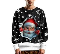 Pull De Noel Homme Funky Christmas Sweater Tricoté Pull en Tricot à col Ras du Cou et Manches Longues Sweat-Shirt décontracté et Festif pour Les fêtes de Fin d'année Haut d'hiver Confortable pour Lui