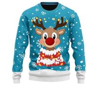 Pull De Noel Homme Grande Taille- Pull Hiver Manches Longues Col Rond Tricot Pullover Chic Et Élégants Décontracté Chaud Noël Sweater Classiques Coupe Ample Doux Polyvalent Rigolo Fête Chandail