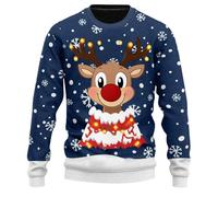 Pull De Noel Homme Grande Taille, Pull Homme Hiver Manches Longues Col Rond Tricot Pullover Chic Et Élégants Décontracté Chaud Noël Sweater Classiques Coupe Ample Doux Polyvalent Rigolo Fête Chandail