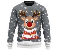 Pull De Noel Homme Grande Taille, Pull Homme Hiver Manches Longues Col Rond Tricot Pullover Chic Et Élégants Décontracté Chaud Noël Sweater Classiques Coupe Ample Doux Polyvalent Rigolo Fête Chandail