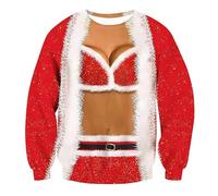 Pull De Noël Homme Le Père Noël Imprimé Sweater Moche 3D Pull Sportswear Décontracté Chaud Sweats Ugly Christmas Pullover Grande Taille Veste à Capuche Cadeau Noël
