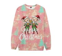 Pull De Noel Homme Manches Longues, Pull Chaud Homme Grande Taille Col Rond Décontracté Rigolo Imprimé Sweater Chic Et Élégants Automne Hiver Noël Pullover Classiques Coupe Ample Chandail pour Fête
