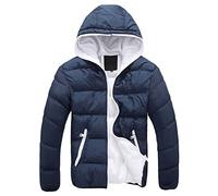 Pull de Noel Homme Marque Slim Doudoune Hiver avec Capuche Chaude Veste Imperméable Travail Chaud Marque Sweatshirts Veste Velours Cotele Veste en Velours Homme Bleu XL