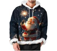 Pull de Noel Homme Moche Hiver Sweat à Capuche de Noël Chic et Élégant Sweatshirts Moche de Noel Ugly Christmas Sweater Jumper Confortable et Durable Pullover d'hiver Hommes Cadeau Xmas Noël et Fête