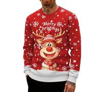 Pull De Noel Homme Moche Le Père Imprimé Moche Décontracté en Tricot pour Doux, Sweater 3D Impression Christmas Jumper Rigolo Pull Over Noel Sweat-Shirt Merry Christmas Sweatshirt