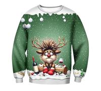 Pull de Noel Homme Mode Casual T-Shirt Manches Longues Sport Pull Moche de Homme Imprimé Créatif Sweat Chien De Noël Rigolo Noël Pulls Molletonnés Pour fête de Noel - Hiver chaud Confortable Cadeau