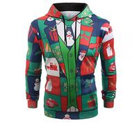 Pull De Noel Homme Pull Camionneur Sweat Polaire Chaud, Sweats Homme Noël Fun Drôles Pulls Imprimé De Noel À Capuche À Poches Thermique Sweatshirt Unisexe Tendance Original Casual