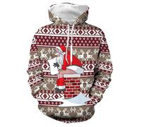 Pull De Noel Homme Pull Noel Homme Sweat À Capuche De Noël Détente à la Maison Joyeux Automne Hiver Fête Mode Print Loose Taille Plus Polaire Capuchon