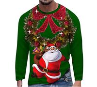 Pull de Noel Homme Pulls Molletonnés 3D Digital Print Graphic Sweat Imprimé Père Noël Sweatshirt Imprimé Couronne de Noël Pull de Noel Homme Hip-Hop Cool Sweatshirt Sweat Imprimé de Noël Pull Hiver