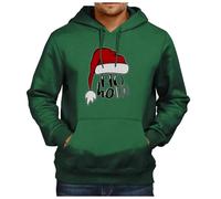 Pull de Noel Homme Sweat à Capuche Homme Noël avec Poche Drôle 3D Pulls Père Xmas Merry Christmas Pull de Noël Casual Hoodie Fête De noëL à Manches Longues Sweatshirts Impression 3D (01 Dark Green, L)