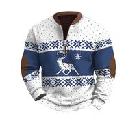 Pull De NoëL Homme, Sweat-Shirt Demi-Zip pour Homme avec Impression 3D Design Exclusif pour Saison Automne Hiver Et FêTes De NoëL Confortable Et Stylé