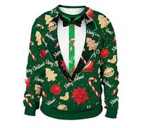 Pull De Noël Hommes Drole Pull De Noël avec Imprimé 3D Cerf Sweat Pull Pull Moche Chaud Et Doux Pullover Pull Homme Hauts sans Capuche Pull Noël Homme Gifi