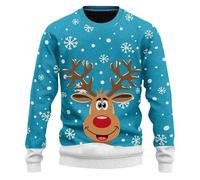 Pull De Noel Humour, Ugly Christmas Sweater Men, Pull À Col Rond Casual Basic 3D Rigolo Cadeau Noël Drôle Ugly Léger Pulls Chandail Classique Chemise Tricot Basique Pullover Sweaters