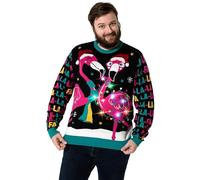 Pull de Noël Laid, LED Sweat à Tricoté Drôle de Noël pour Hommes avec Un Renne Elfe Lama et Un Arbre de Noël, Sweat-Shirt Festif Unisexe pour Noël Season's Shake Off XXL