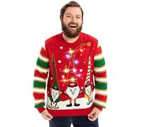 Pull de Noël Laid, LED Sweat à Tricoté Drôle de Noël pour Hommes avec Un Renne Elfe Lama et Un Arbre de Noël, Sweat-Shirt Festif Unisexe pour Noël Season's Shake Off 3XL