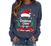 Pull de Noël léger à manches longues pour femme - Style décontracté - Motif Père Noël - Haut classique de voyage pour femme