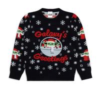 Pull de Noël Mandalorian Star Wars | Pull de Noël pour garçons | Sweat-shirt tricoté en acrylique Grogu pour Noël pour enfants | Cadeaux Mandalorian pour garçons, bleu, 10-11 ans