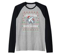 Pull de Noël Moche « All I Want for Christmas is White Sharks » Manche Raglan