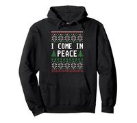 Pull de Noël Moche Assorti avec Inscription « I Come in Peace » Sweat à Capuche