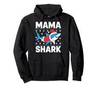 Pull de Noël Moche avec Bonnet de Père Noël Mama Shark Sweat à Capuche