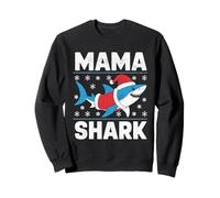 Pull de Noël Moche avec Bonnet de Père Noël Mama Shark Sweatshirt