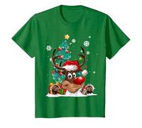 Pull de Noël Moche avec Bonnet de Père Noël pour Amoureux des Rennes T-Shirt, Enfant, Vert Kelly, 12 Ans