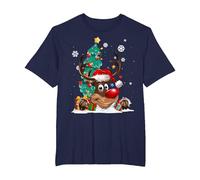 Pull de Noël Moche avec Bonnet de Père Noël pour Amoureux des Rennes T-Shirt, Homme Grandes Tailles, Bleu Marine, 6X Tall