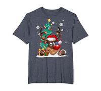 Pull de Noël Moche avec Bonnet de Père Noël pour Amoureux des Rennes T-Shirt, Homme Grandes Tailles, Bleu Chiné, 6X Tall