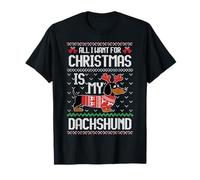 Pull de Noël Moche avec Inscription « All I Want is My Dachshund Wiener » T-Shirt