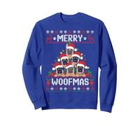 Pull de Noël Moche Berger Allemand Merry Woofmas Sweatshirt, Unisexe pour Adultes, Bleu Royal, L