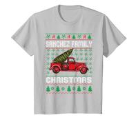 Pull de Noël Moche de la Famille Sanchez Camion Rouge Noël T-Shirt, Enfant, Argent, 2 Ans