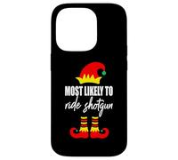 Pull de Noël Moche Elfe avec Inscription « Most Likely to Ride Shotgun Elf » Coque pour iPhone 14 Pro