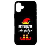 Pull de Noël Moche Elfe avec Inscription « Most Likely to Ride Shotgun Elf » Coque pour iPhone 16 Plus