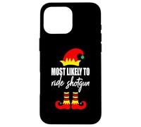 Pull de Noël Moche Elfe avec Inscription « Most Likely to Ride Shotgun Elf » Coque pour iPhone 16 Pro Max