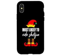 Pull de Noël Moche Elfe avec Inscription « Most Likely to Ride Shotgun Elf » Coque pour iPhone X/XS