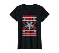 Pull de Noël Moche en métal avec Inscription « Hail Santa » Satan Pentagramme T-Shirt, Femme, Noir, XXL