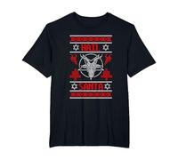 Pull de Noël Moche en métal avec Inscription « Hail Santa » Satan Pentagramme T-Shirt, Homme Grandes Tailles, Noir, 2X Tall