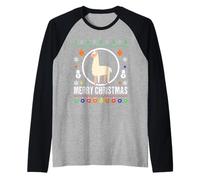 Pull de Noël Moche en Tricot Lama Merry Christmas Manche Raglan