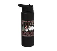 Pull de Noël moche et amusant Felice Navidad Pun Sheep Stainless Steel Insulated Water Bottle