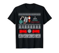 Pull de Noël Moche et Amusant pour Pompier T-Shirt Graphique avec Valeur, Homme, Noir, S