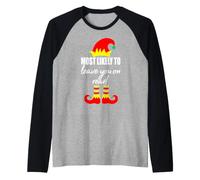 Pull de Noël Moche et Lutin « Most Likely to Leave You on Read » Manche Raglan