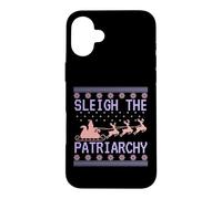 Pull de Noël Moche féministe traîneau Le patriarcat drôle Coque pour iPhone 16 Plus