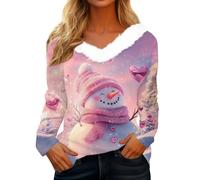 Pull De Noël Moche Femme Col V Rigolo Noel Sequins Pull Intérieur Sweat Polaire Femme Hiver Chaud Haut Col Beau Chic Blouse Sweater Pilou Pilou Polaire Humour Famille Sweat L