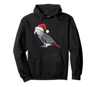 Pull de Noël Moche Gris Africain avec Perroquet Père Noël Sweat à Capuche