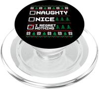 Pull de Noël Moche Naughty Nice I Regret Nothing Pixel PopSockets PopGrip pour MagSafe