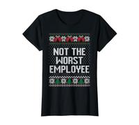 Pull de Noël Moche « Not The Worst Employee collègue » T-Shirt Graphique avec Valeur, Femme, Noir, XL