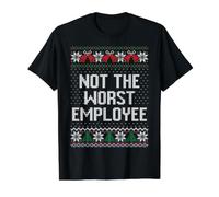 Pull de Noël Moche « Not The Worst Employee collègue » T-Shirt Graphique avec Valeur, Homme, Noir, S
