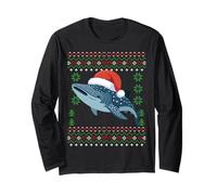 Pull de Noël Moche Père Noël Baleine Requin Manche Longue